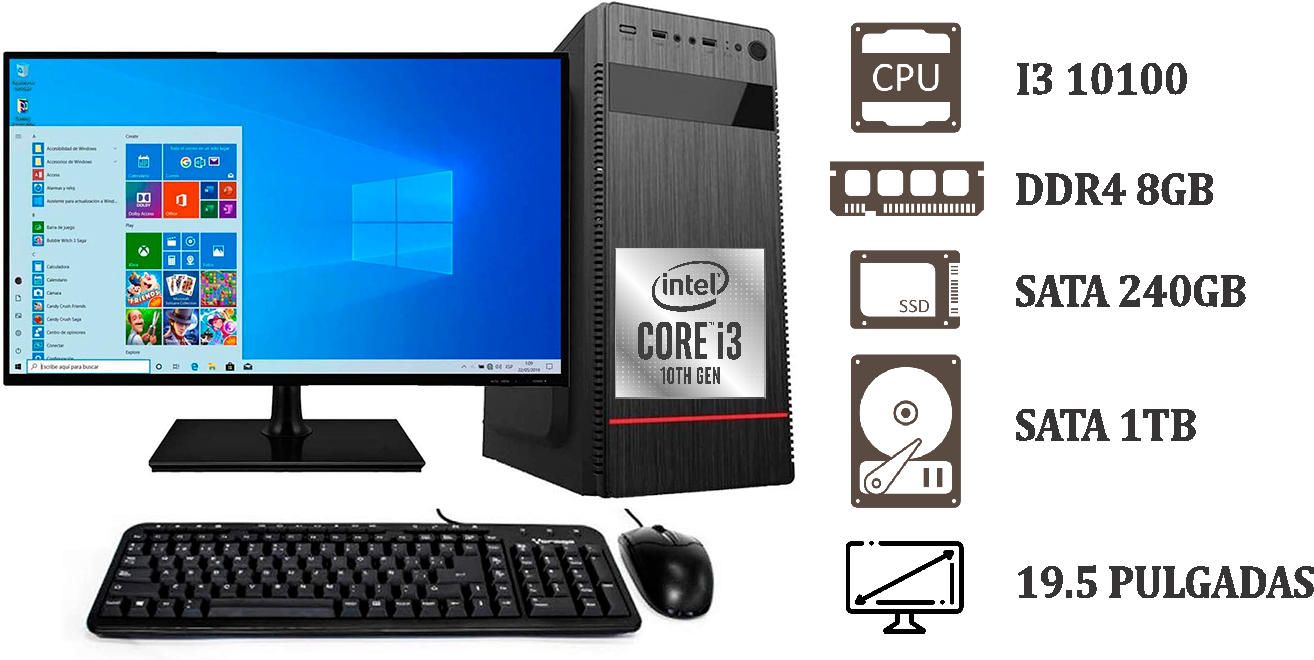 Computadora INTEL Core i3 (Incluye SSD 240GB)